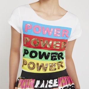 Alice + Olivia Mikey Embellished Power Tee, Sz S
